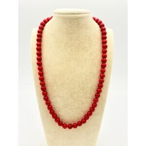 Faux Coral Bead Necklace – Vintage-Inspired Red Statement Jewelry, Circa 2000